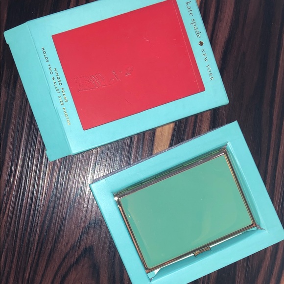 Kate Spade New York Garden Drive Hinged Pocket Frame, Turquoise and Gold NEW - Picture 6 of 7